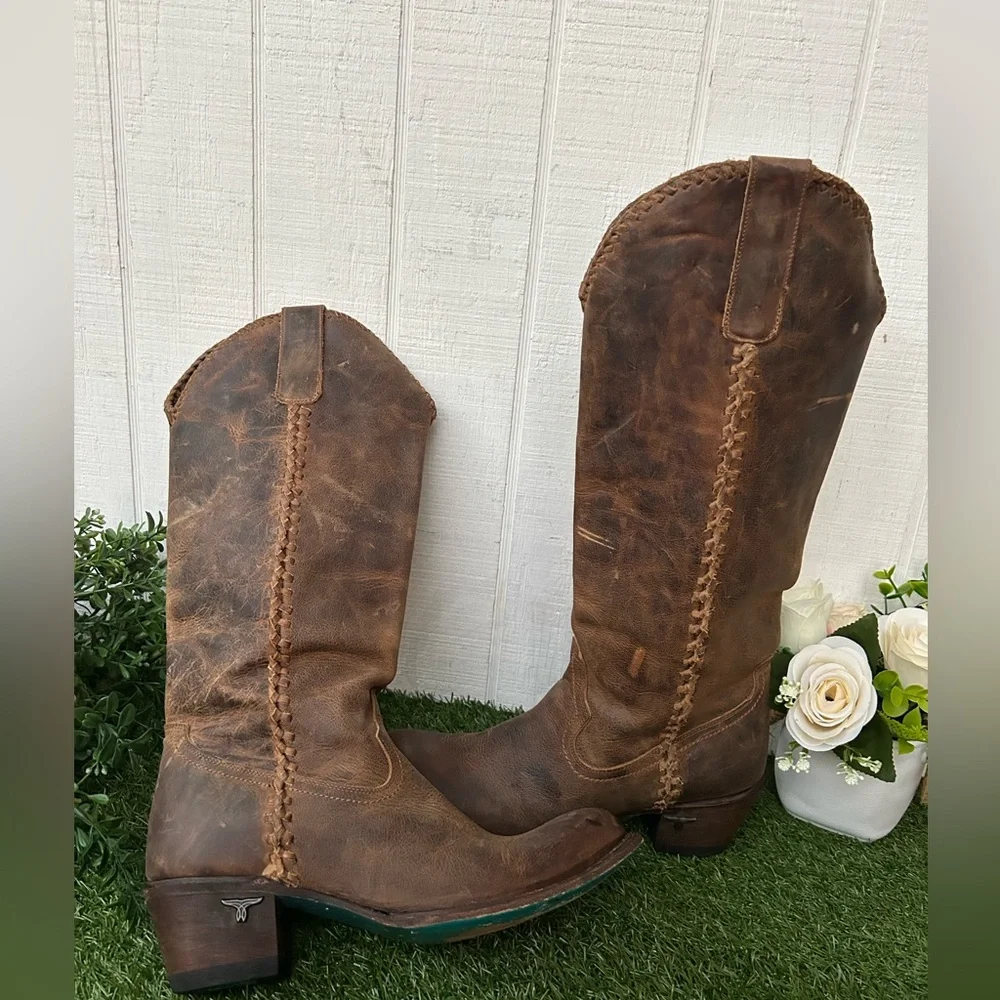 Classic Over-the-Knee Leather Boots in Brown
